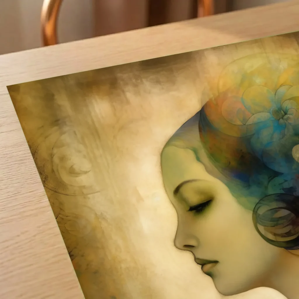 Femme aux fleurs bleues