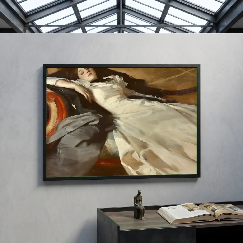 Femme endormie en situation décorative