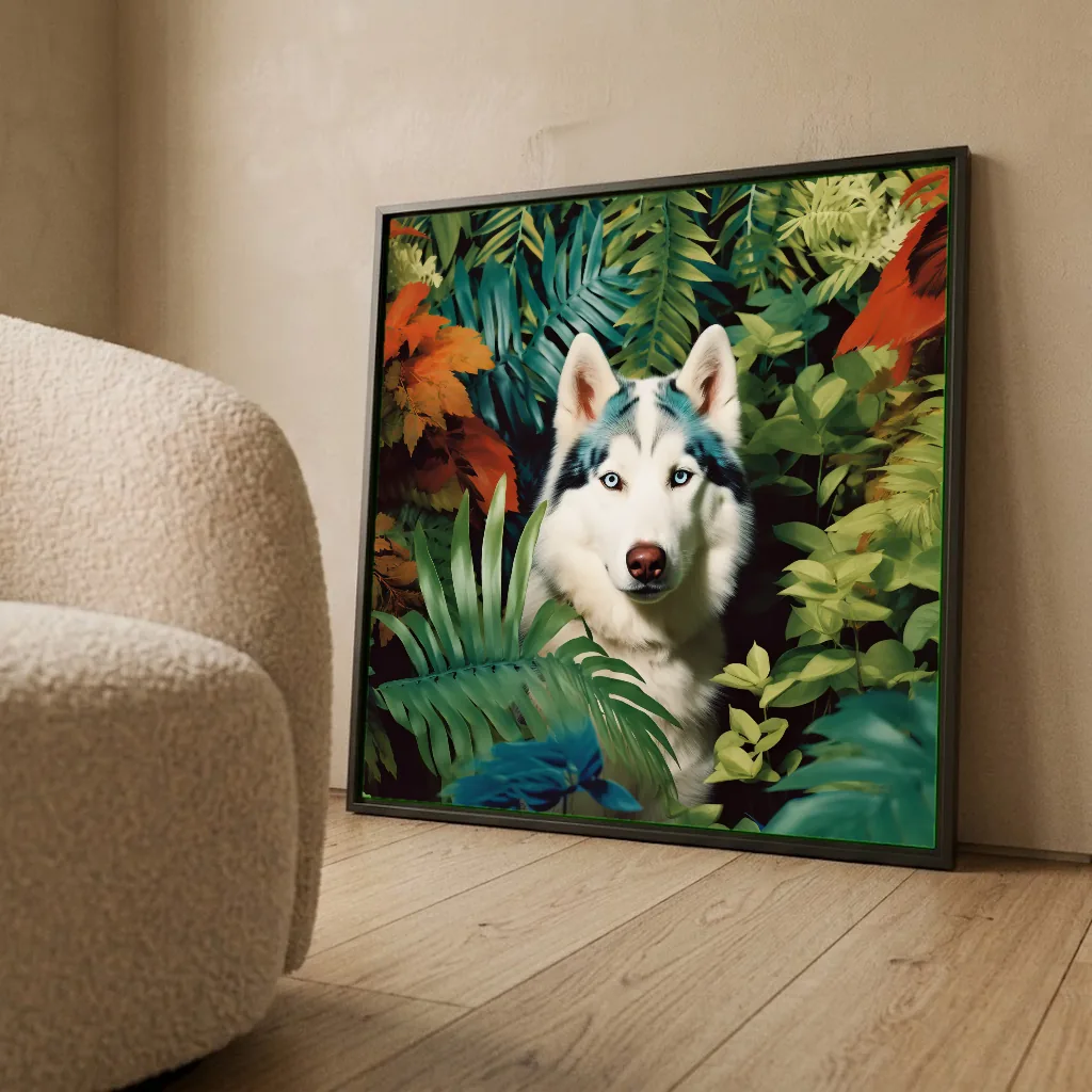 Husky Bleu en situation décorative