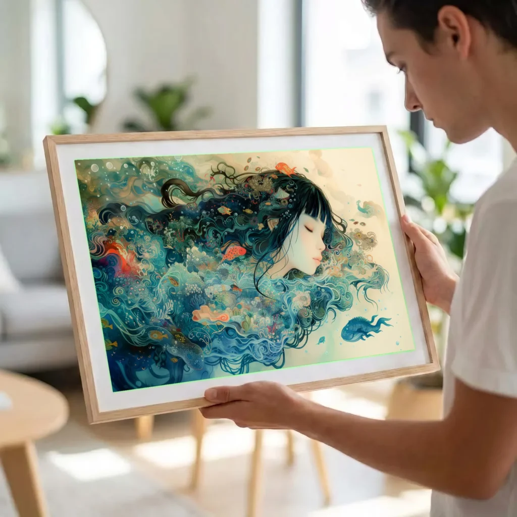 La jeune fille et la mer en situation décorative