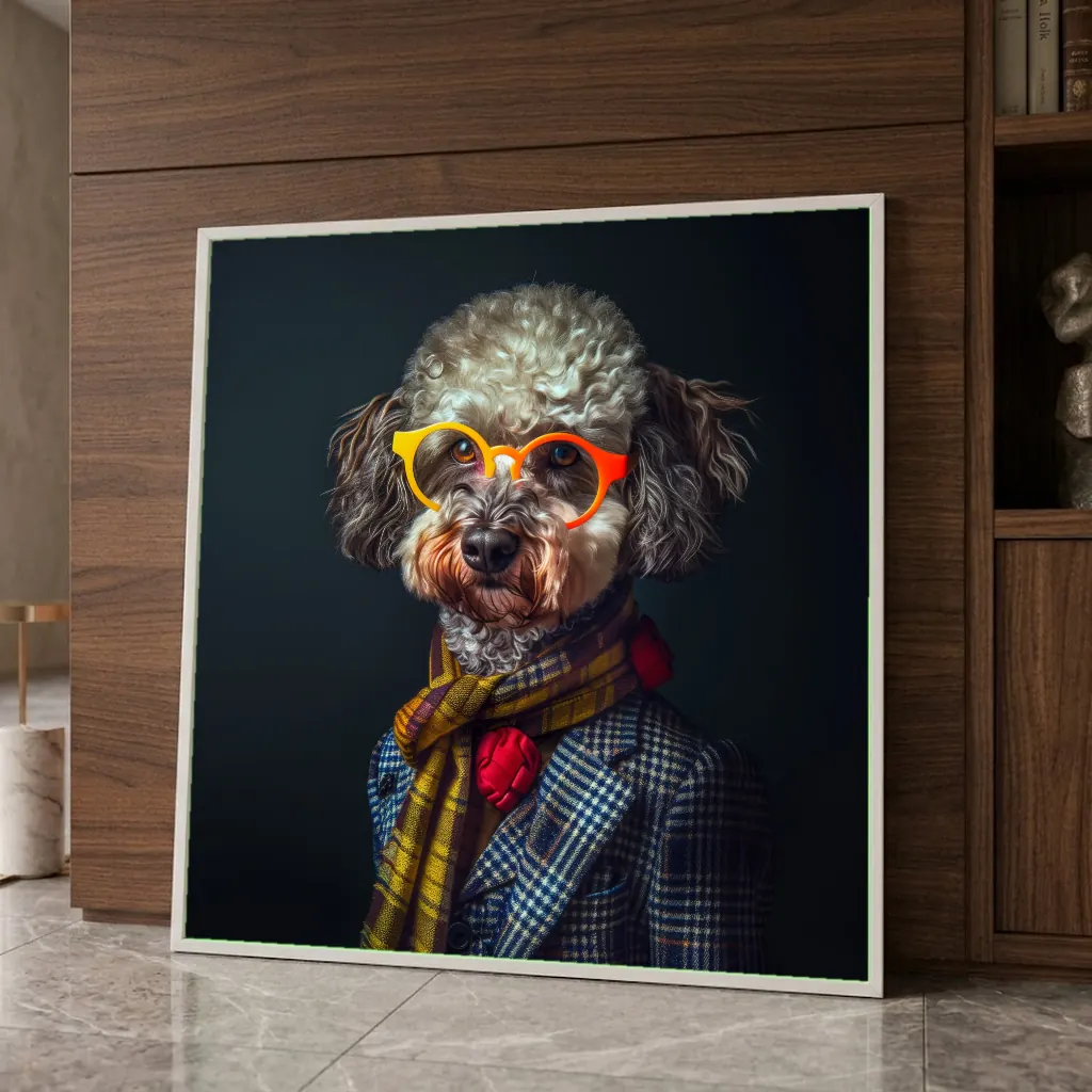 Le caniche dandy en situation décorative