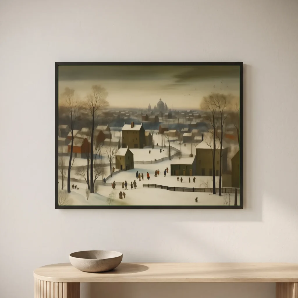 Le village enneigé en situation décorative