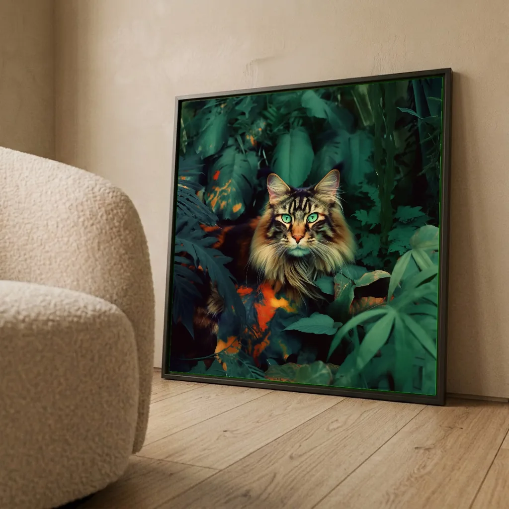 Maine Coon vert en situation décorative