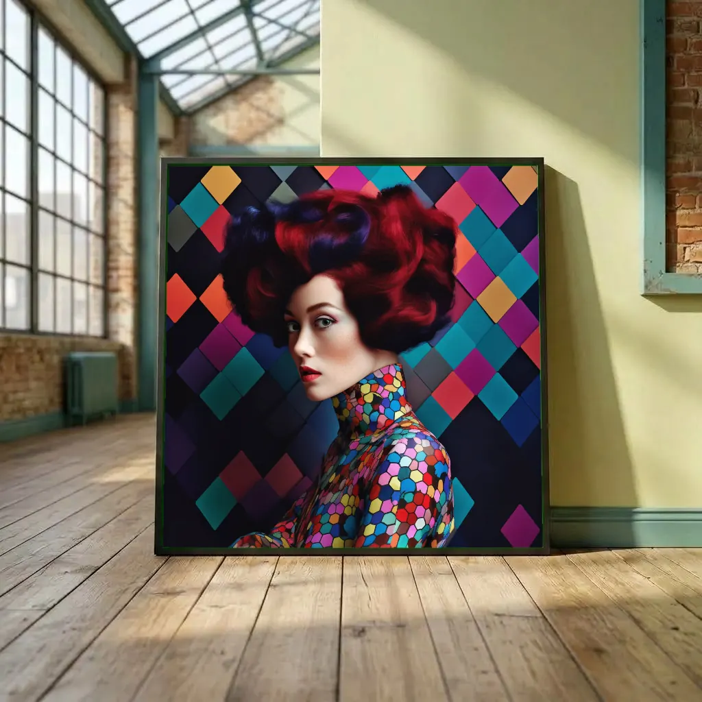 Portrait aux cheveux rouges et violets