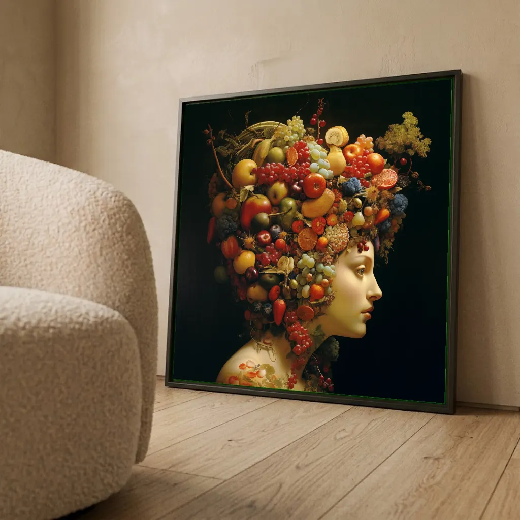 Portrait aux fruits I en situation décorative