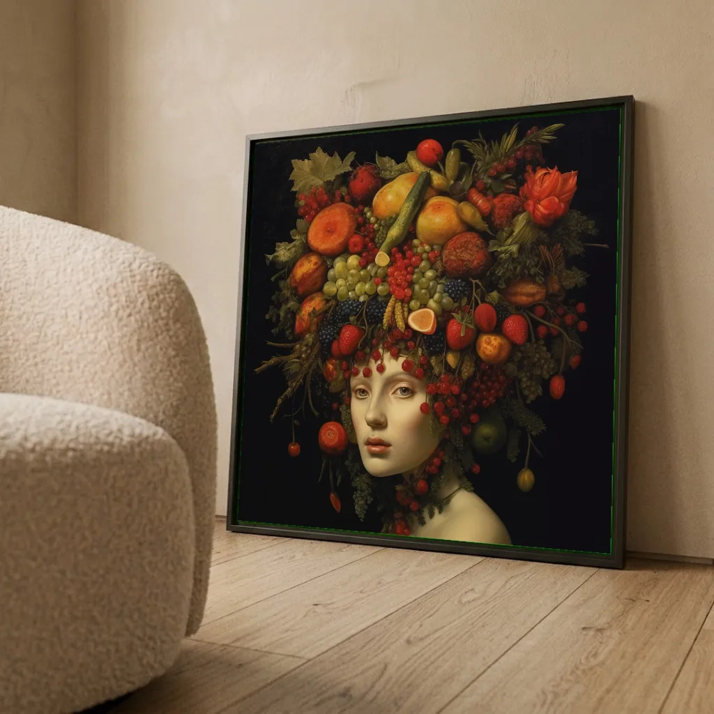 Portrait aux fruits III en situation décorative