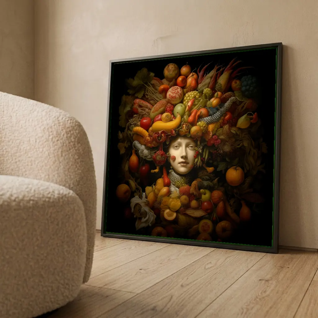 Portrait aux fruits V en situation décorative