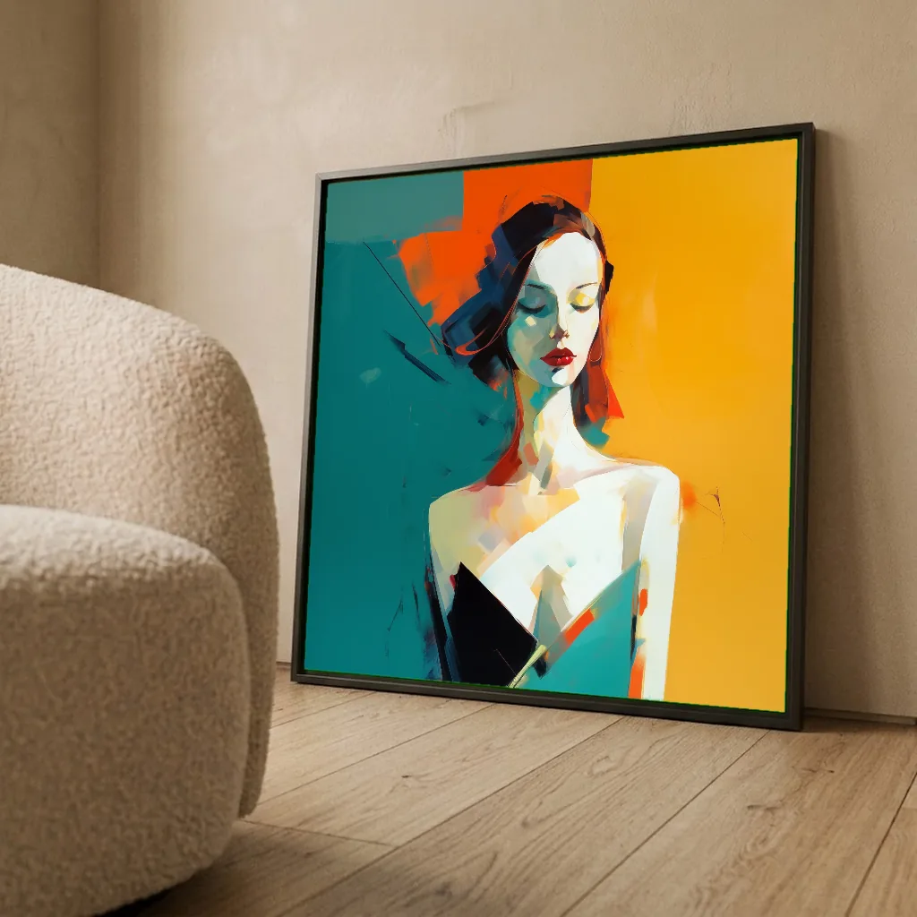 Portrait de femme à la robe verte en situation décorative