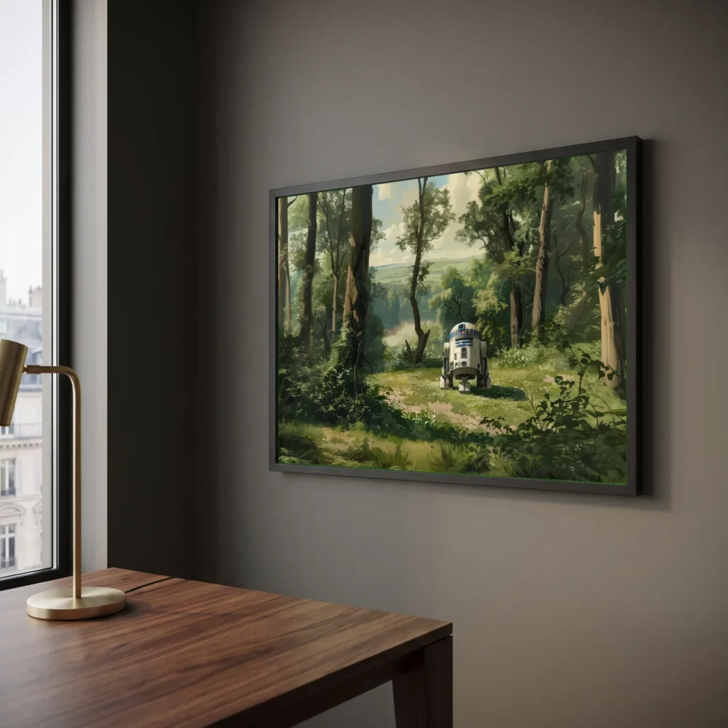 R2-D2 dans la forêt de Corot en situation décorative
