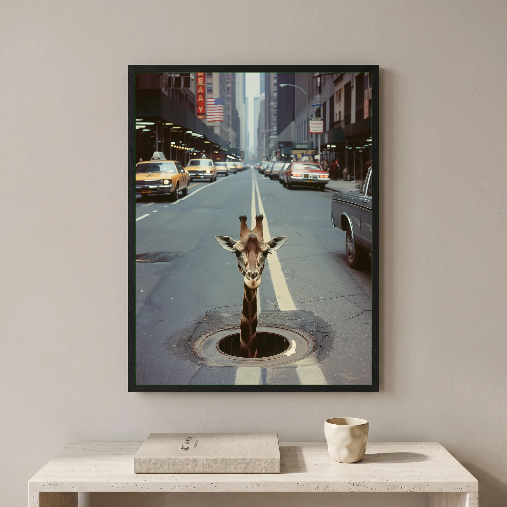 Une girafe à New York