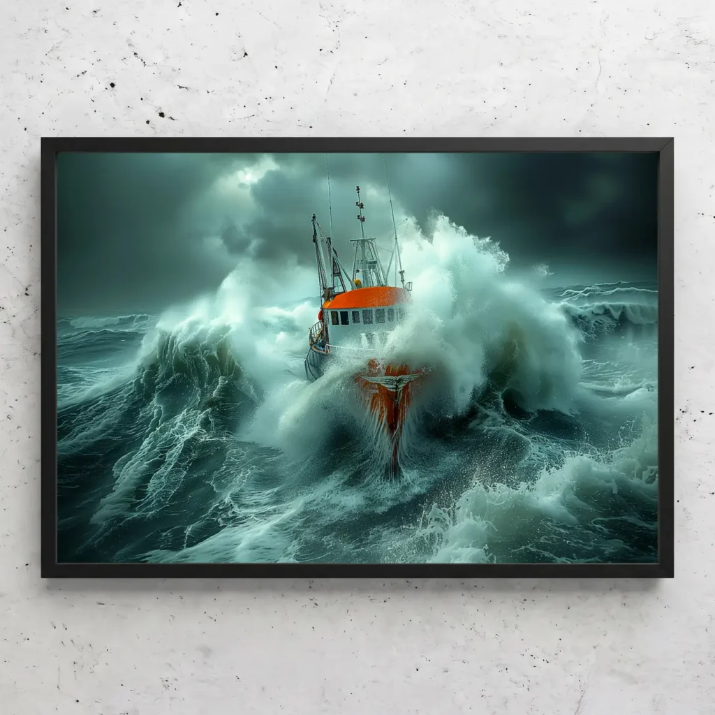 Chalutier dans la tempête