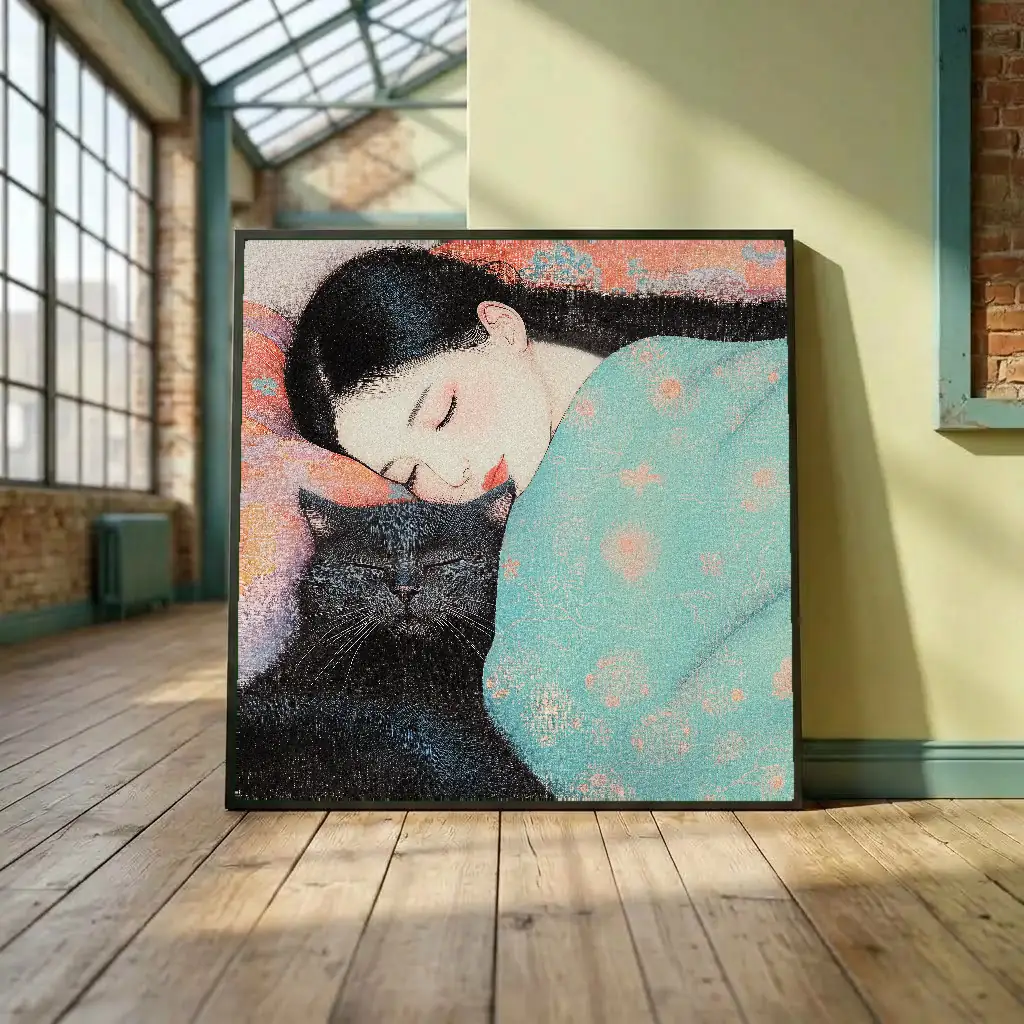 Chat lové en situation décorative