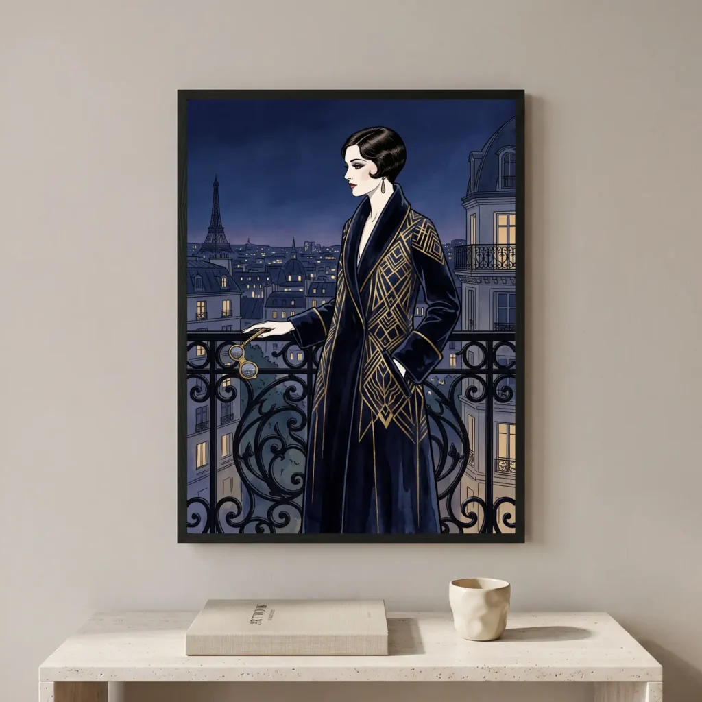Tableau d'art Élégance Parisienne encadré - Tirage d'art contemporain