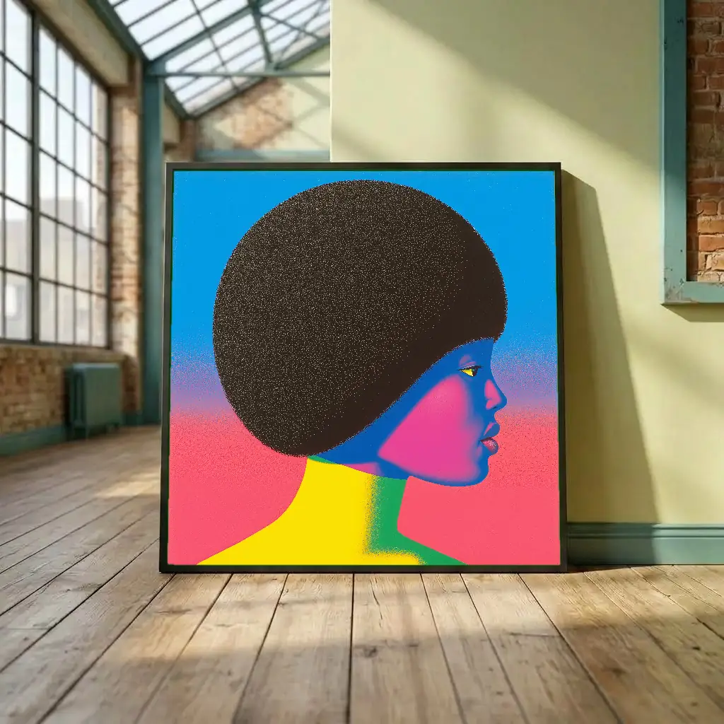 Femme bleu et rose