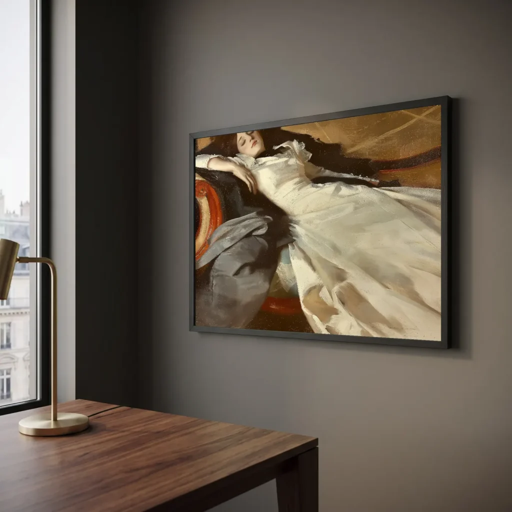 Femme endormie en situation décorative