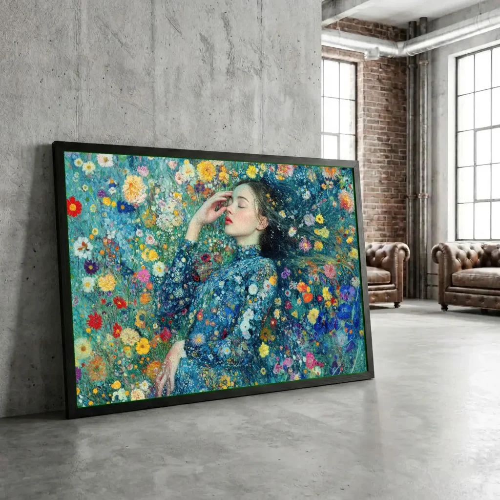 Femme endormie aux fleurs