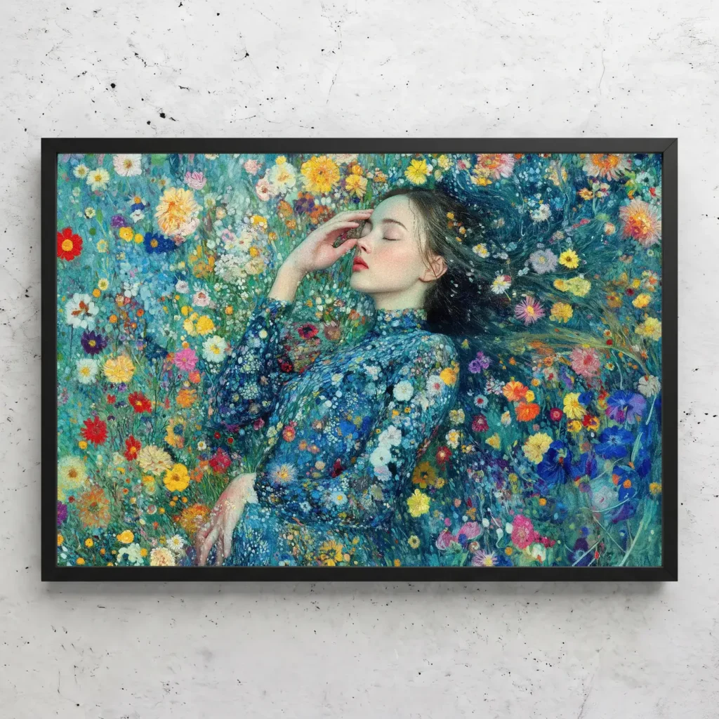 Femme endormie aux fleurs