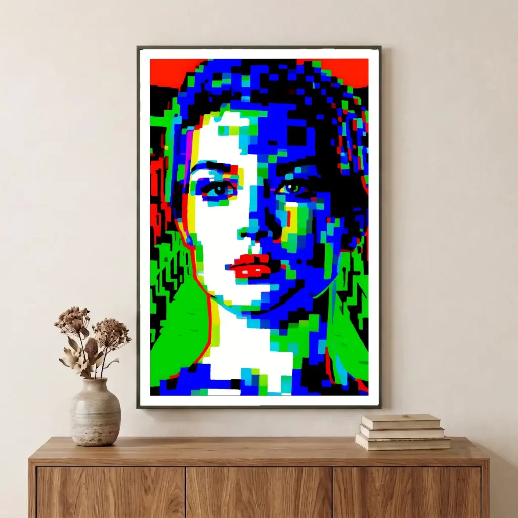 Femme glitch en situation décorative