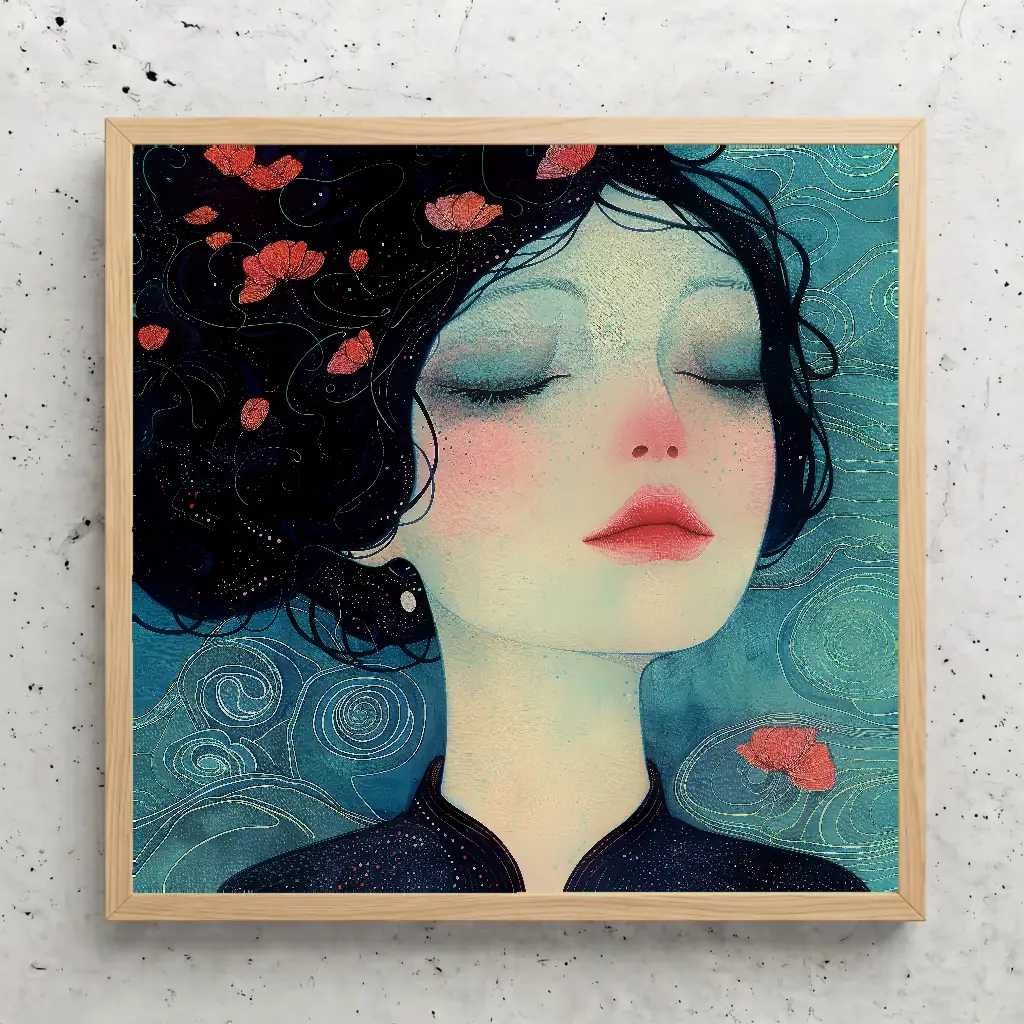 Fille rêveuse aux coquelicots