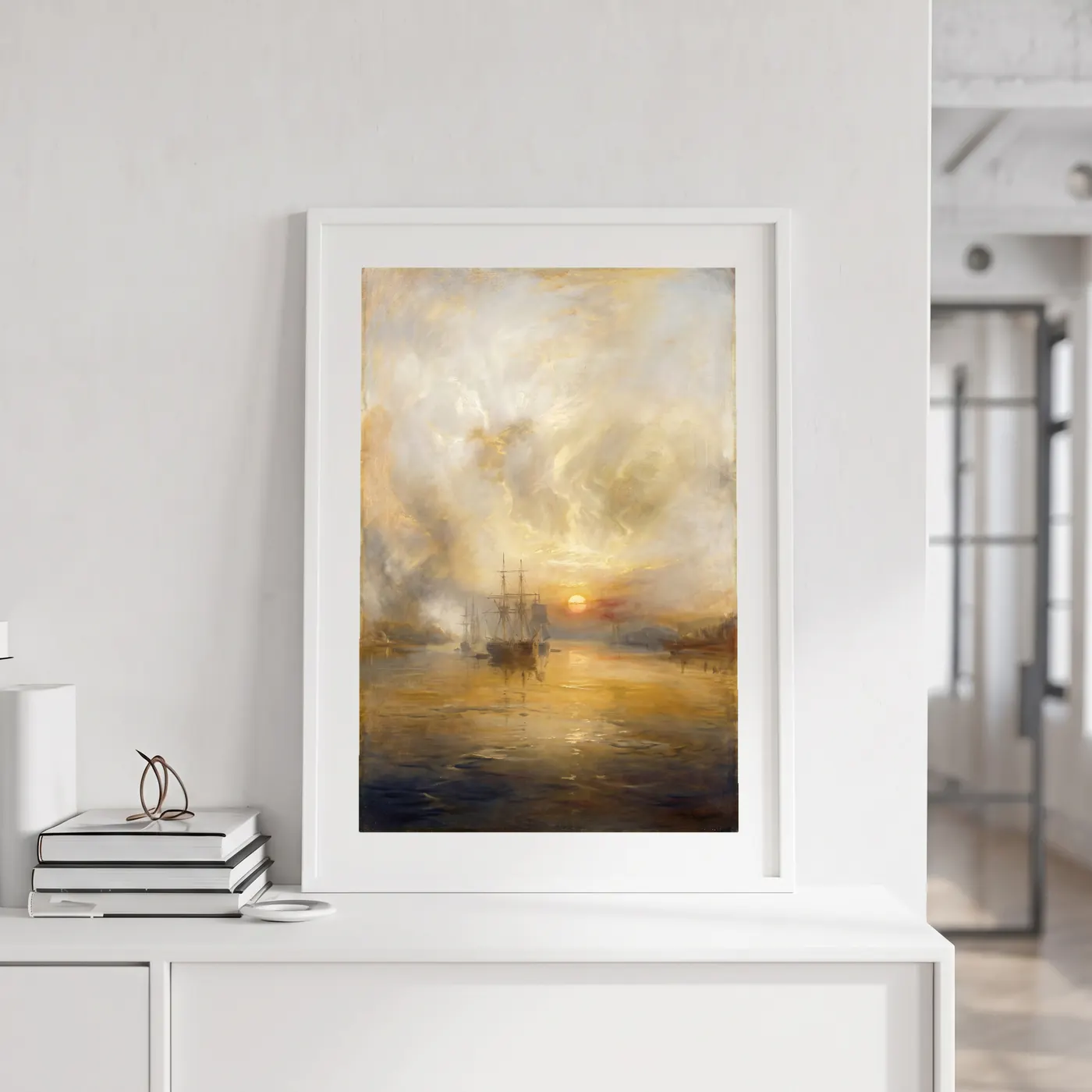 Tableau L'Éclat du Levant en situation dans un salon contemporain - Décoration murale