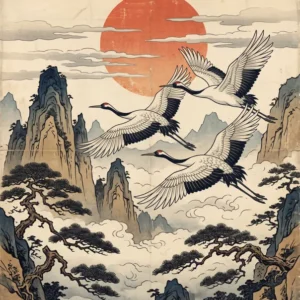 Œuvre originale L'Envol des Grues - Galerie Maiiart