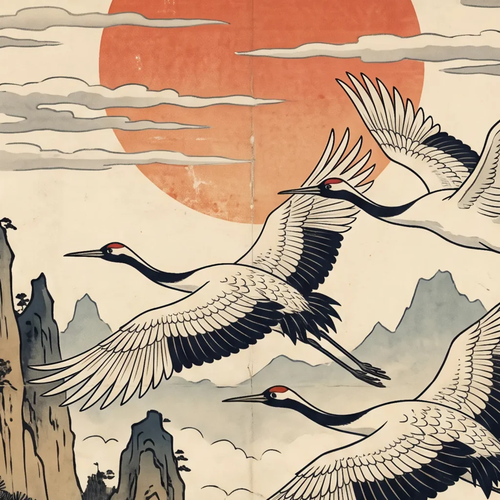 Détail de matière, grain et pigments du tirage d’art L'Envol des Grues