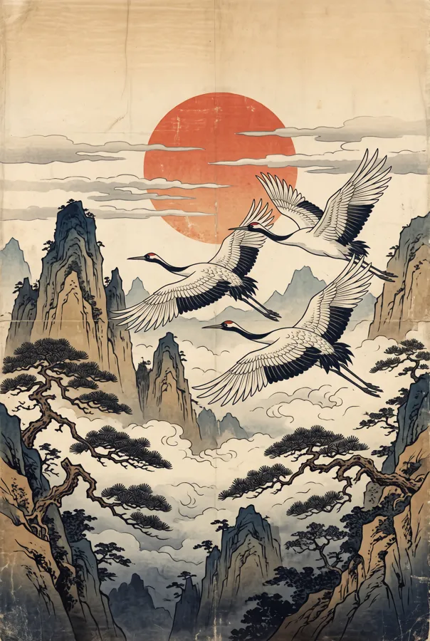 Œuvre originale L'Envol des Grues - Galerie Maiiart
