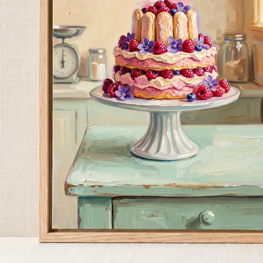 Finition et assemblage du cadre d’art pour La Charlotte Framboise