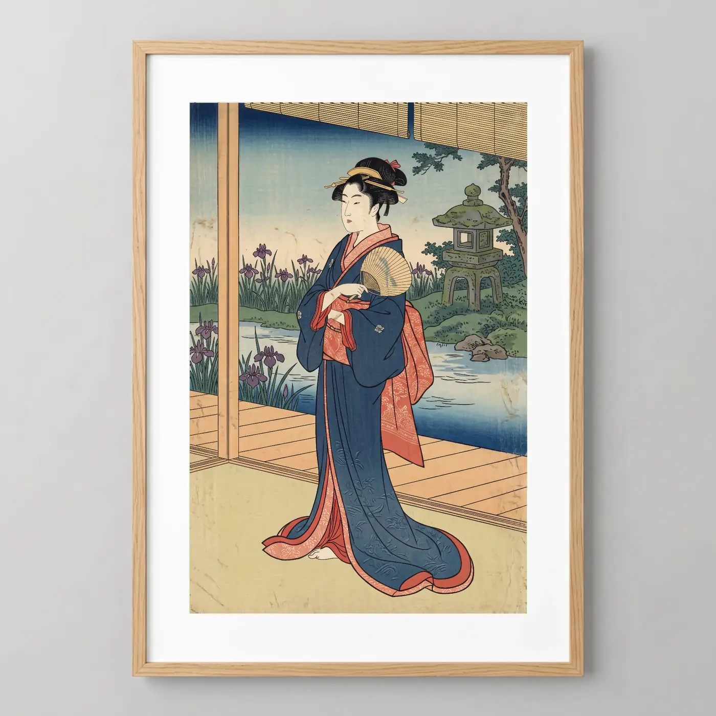 Tableau d’art La Dame aux Iris encadré - Tirage d’art contemporain
