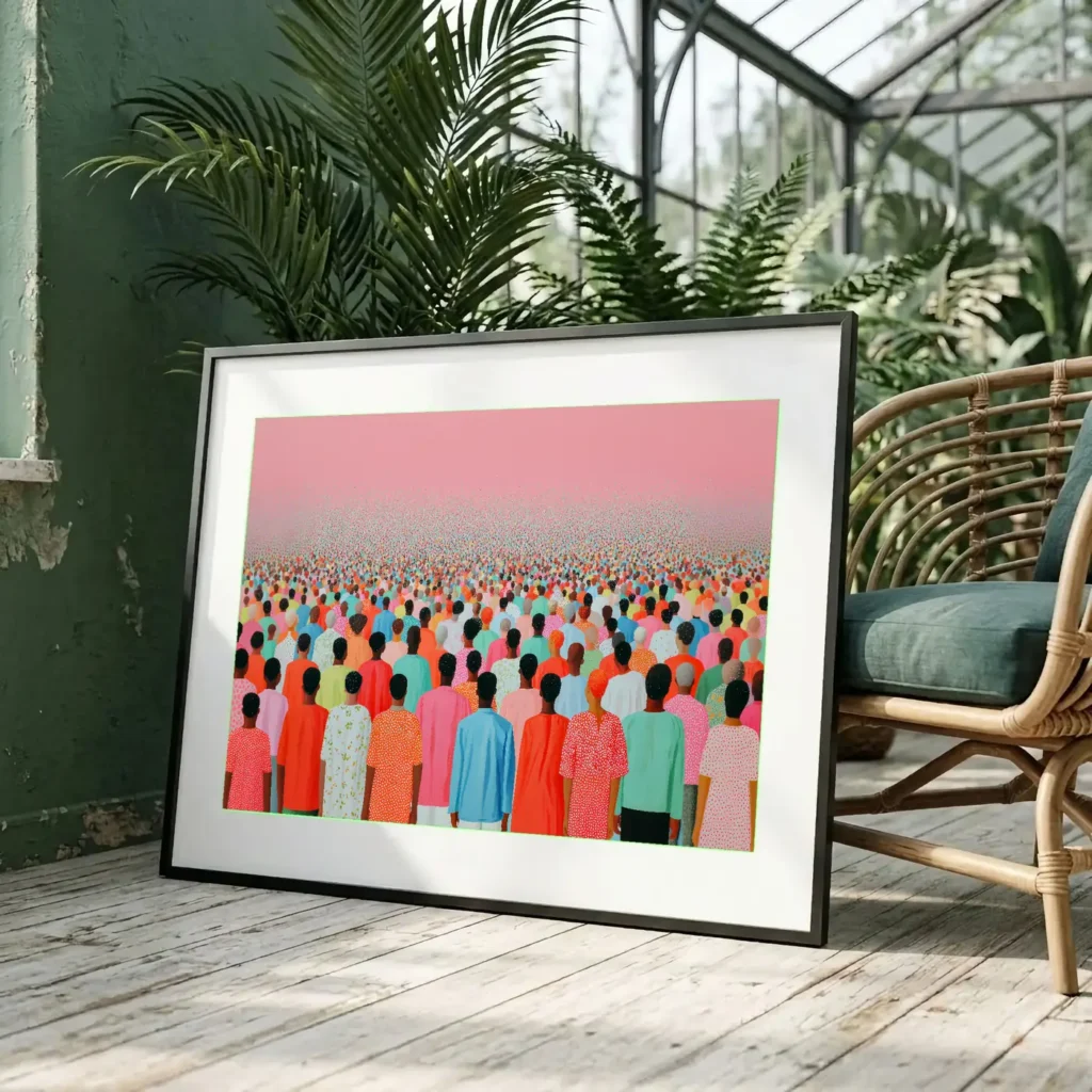 La foule rose en situation décorative