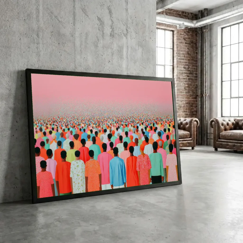 La foule rose en situation décorative