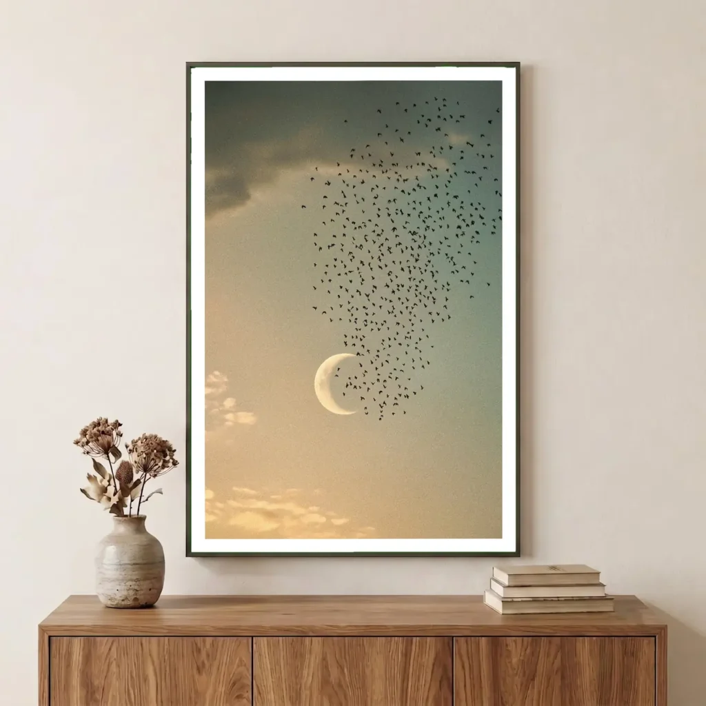 La lune aux étourneaux en situation décorative