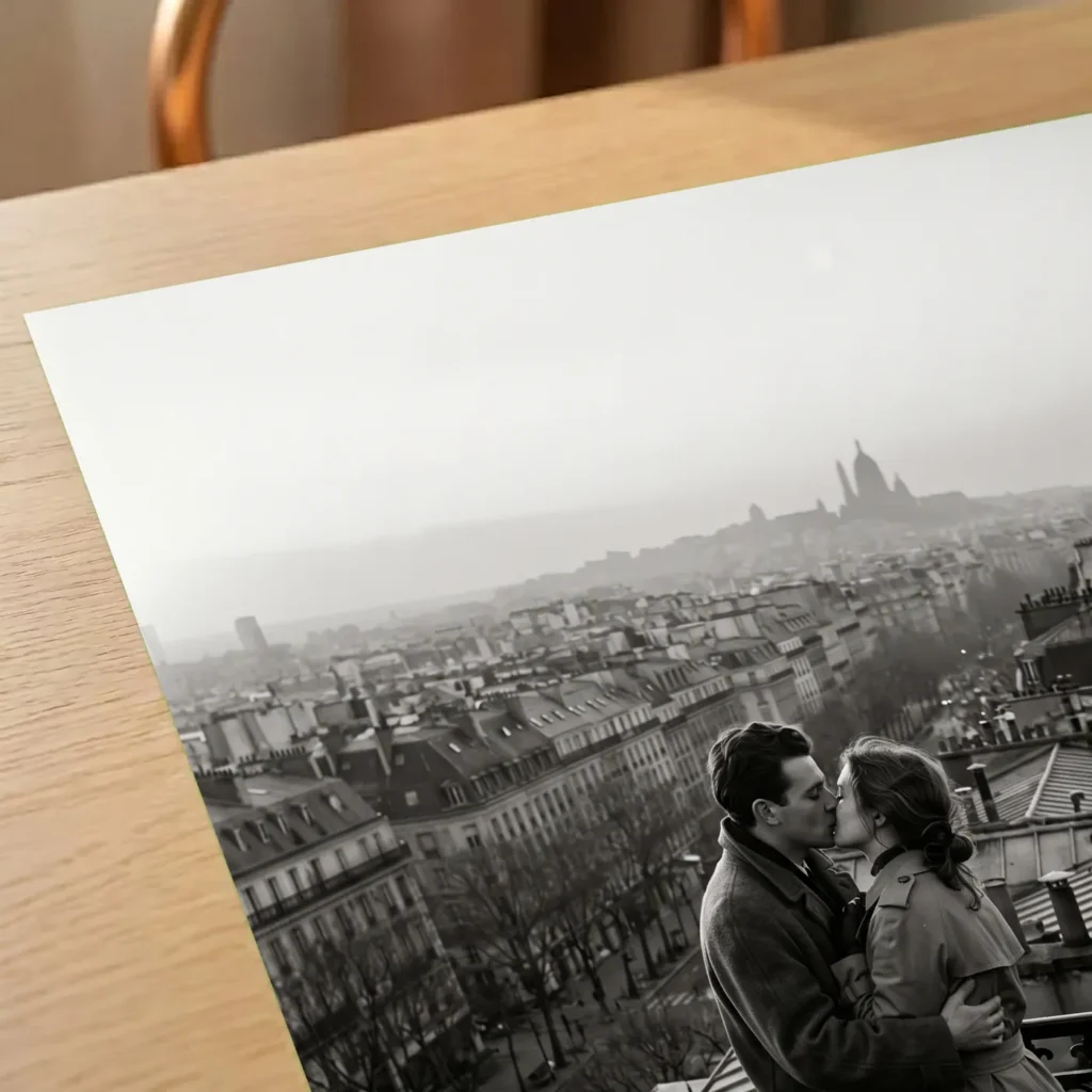 Tirage d’art Le Baiser des Toits sur papier mat musée à plat
