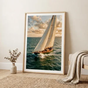 Tableau Le Cap du Couchant en situation dans un salon contemporain - Décoration murale