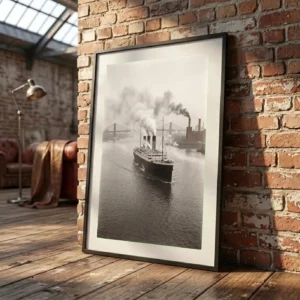 Grand format mural Le Géant de l'Hudson au-dessus d’un canapé - Déco intérieure