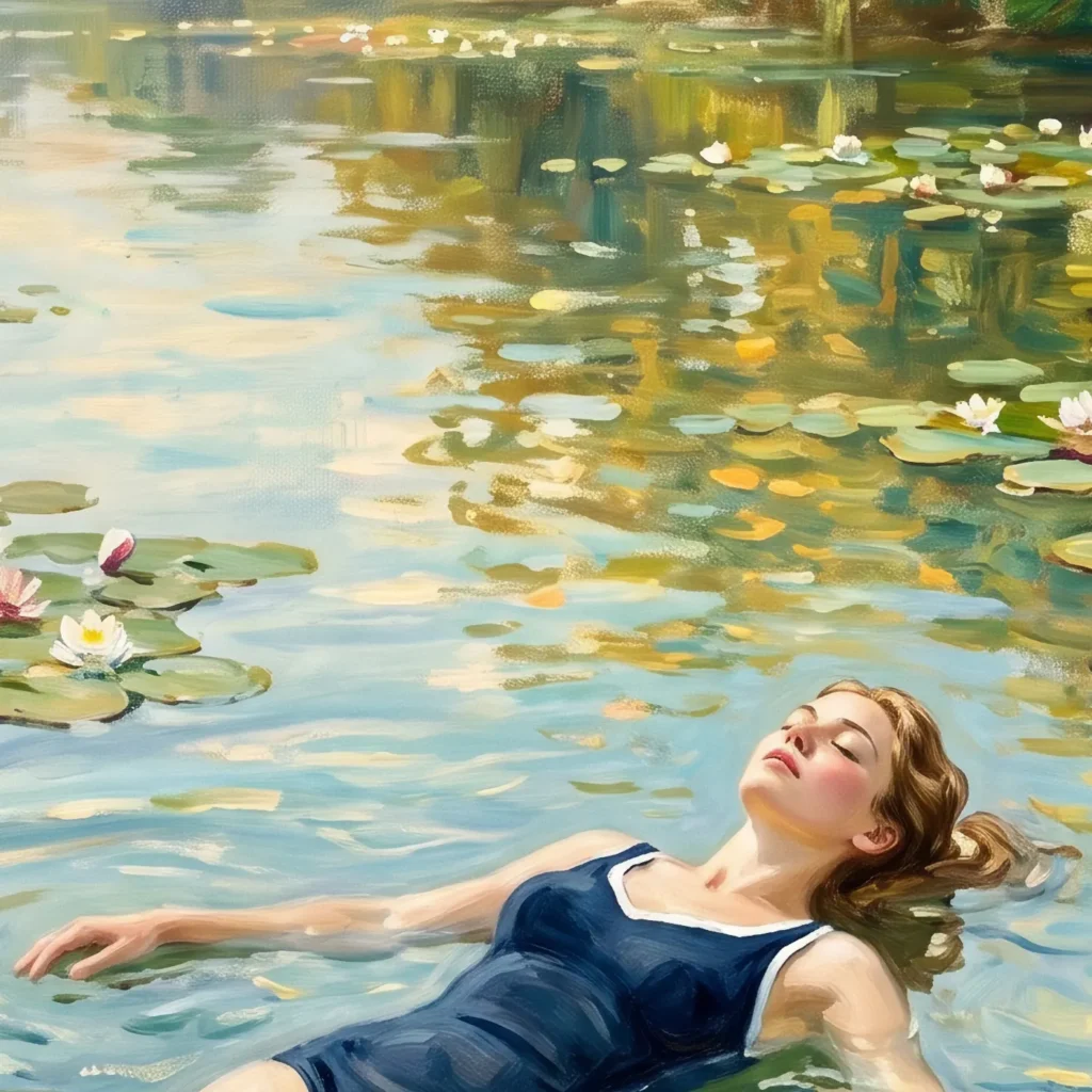 Détail de matière, grain et pigments du tirage d’art Le Sommeil des Nymphéas