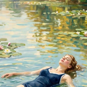 Détail de matière, grain et pigments du tirage d’art Le Sommeil des Nymphéas