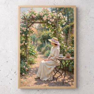 Tableau d’art Le Thé aux Roses encadré - Tirage d’art contemporain