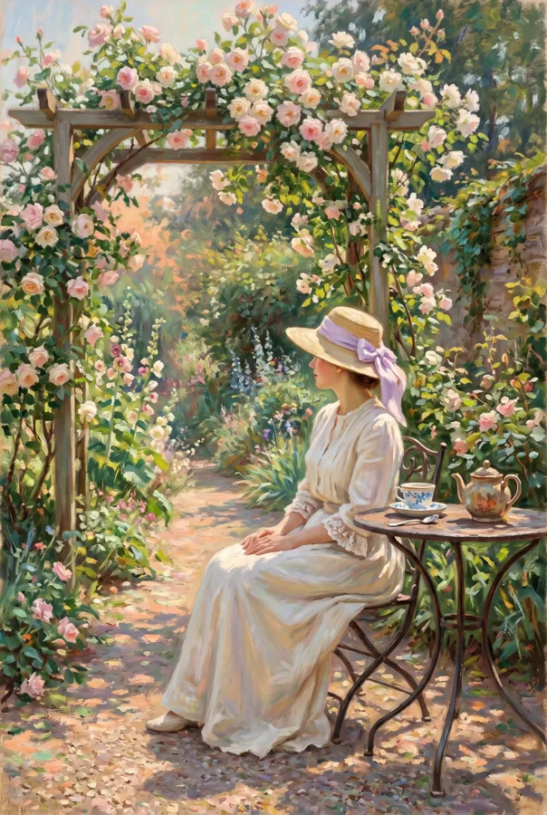 Œuvre originale Le Thé aux Roses - Galerie Maiiart
