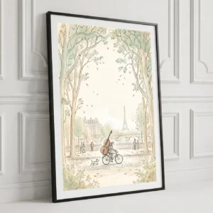 Tableau Le Violoncelle des Quais en situation dans un salon contemporain - Décoration murale