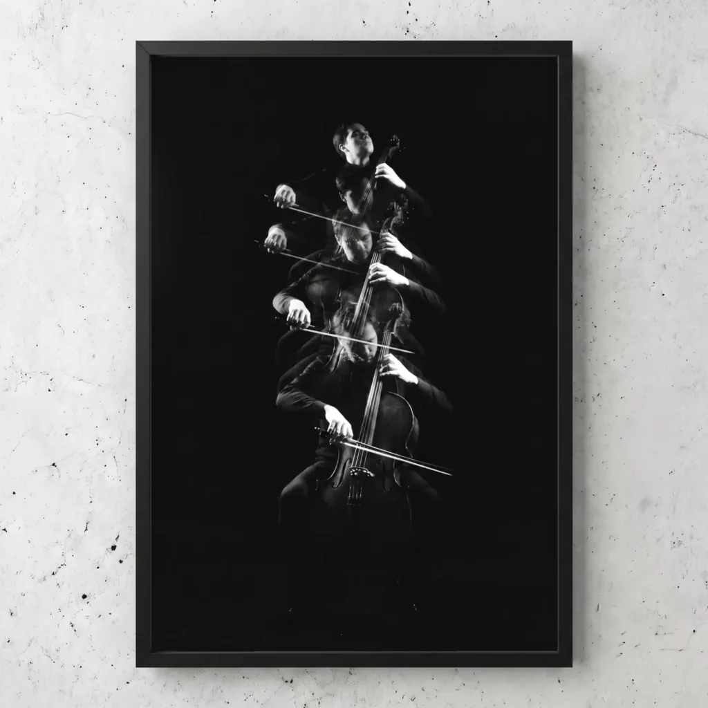 Tableau d'art L'Écho du Violoncelle encadré - Tirage d'art contemporain