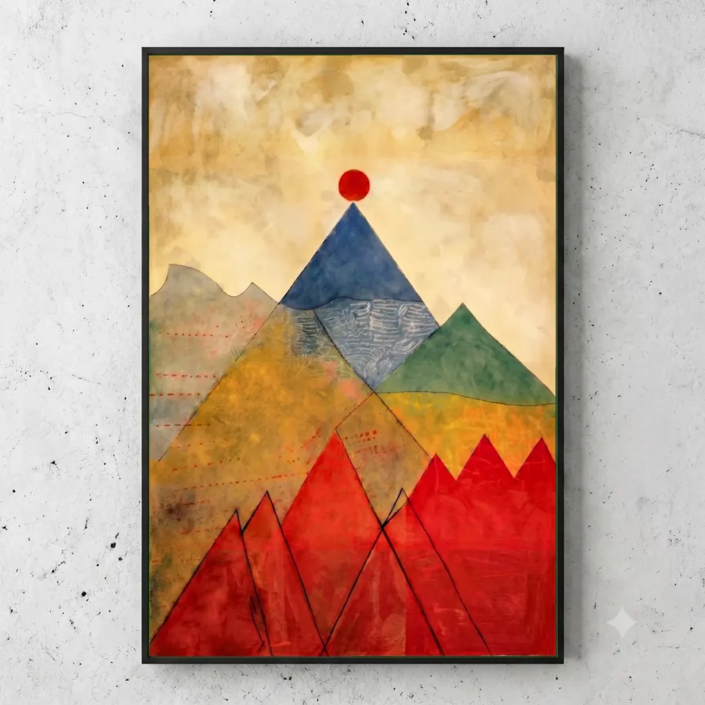 Montagne au Soleil Rouge en situation décorative