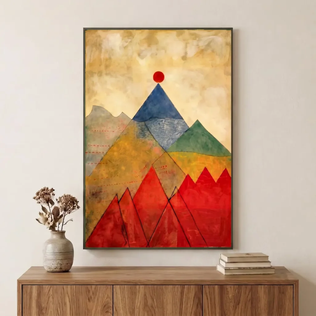 Montagne au Soleil Rouge en situation décorative
