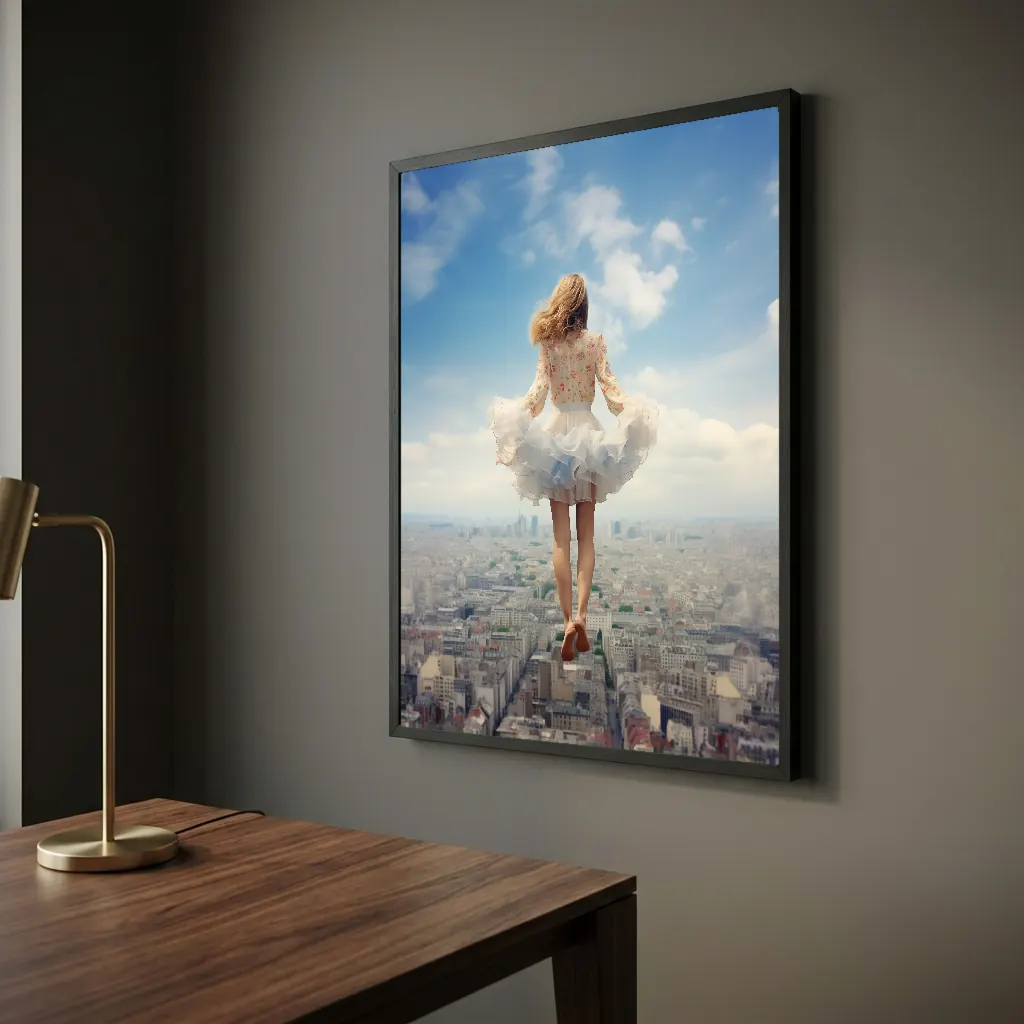 Tableau L'Ange de Paris en situation dans un salon contemporain - Décoration murale