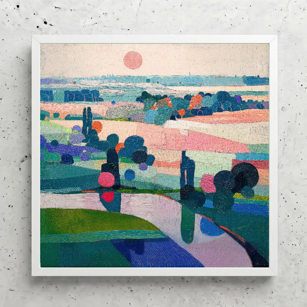 Paysage coloré au soleil rose