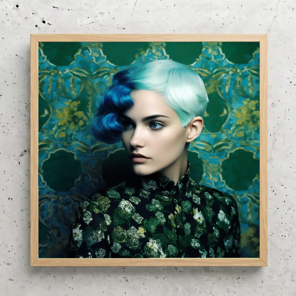 Portrait aux cheveux bleus