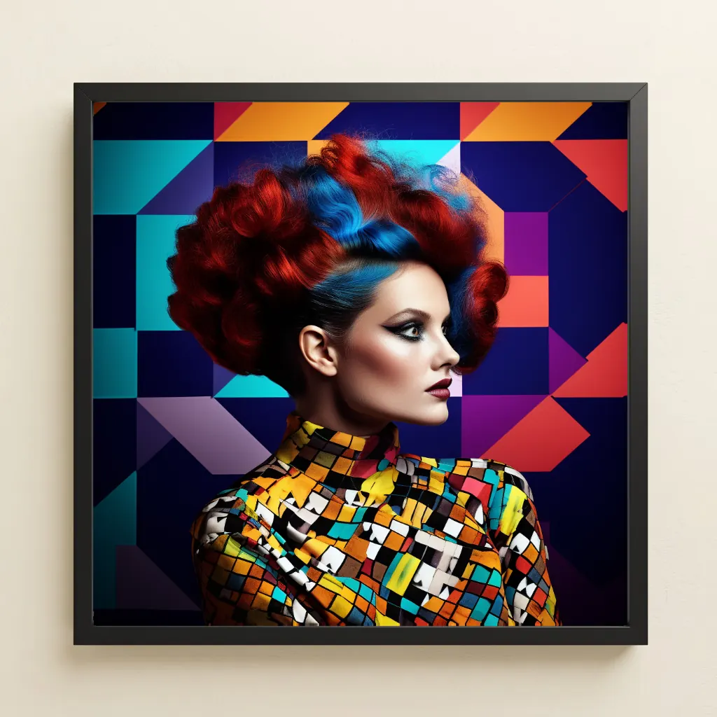 Portrait aux cheveux rouges et bleus