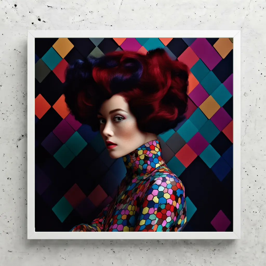 Portrait aux cheveux rouges et violets