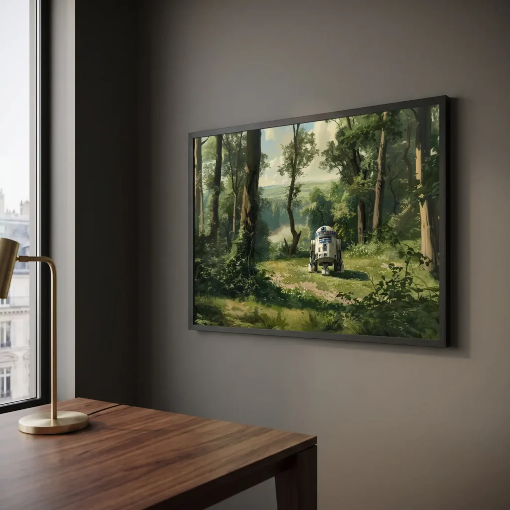 R2-D2 dans la forêt de Corot en situation décorative