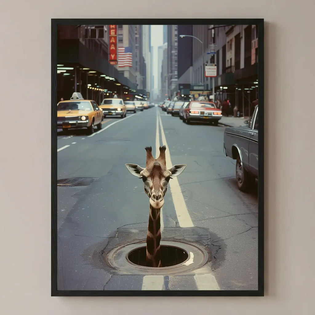 Une girafe à New York